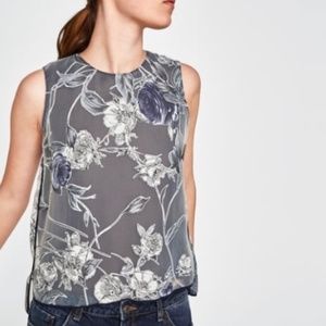 Zara floral sheer tank top